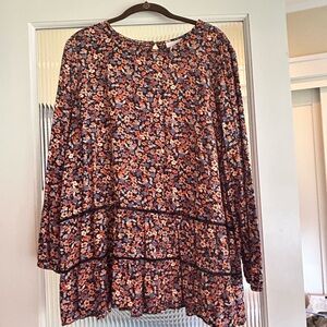 J. Jill Multicolor Floral Tunic Blouse